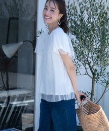 〔チュールレイヤードTシャツ〕