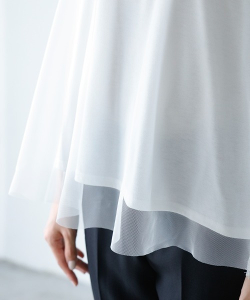 M.deux(エムドゥ)の「〔チュールレイヤードTシャツ〕(Tシャツ/カットソー・レディース・ブラック/オフホワイト・MEDIUM)」の10枚目の写真