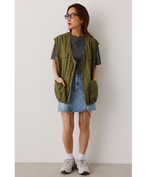 RODEO CROWNS WIDE BOWL（ロデオクラウンズワイドボウル）の「V/L denim short skirt（デニムスカート・レディース・ホワイト/ライトブルー・SMALL/MEDIUM）」の8枚目の写真