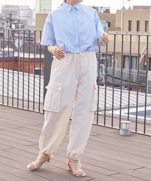 w closet（ダブルクローゼット）の「クロップド半袖シャツ（シャツ/ブラウス・レディース・オフホワイト/ストライプ/チェック・FREE）」の18枚目の写真