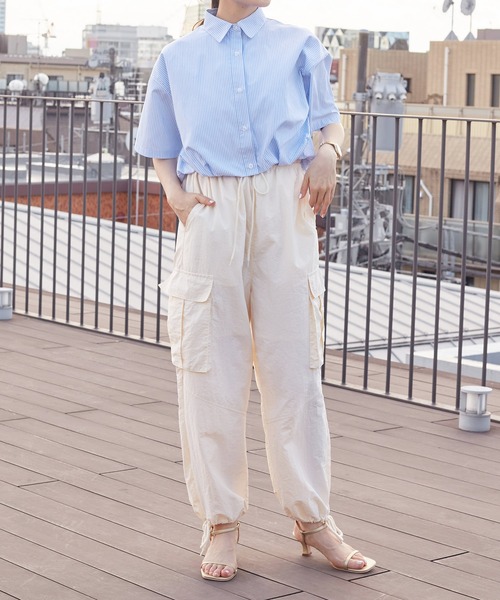w closet（ダブルクローゼット）の「クロップド半袖シャツ（シャツ/ブラウス・レディース・オフホワイト/ストライプ/チェック・FREE）」の20枚目の写真