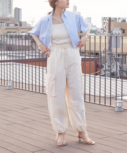 w closet（ダブルクローゼット）の「クロップド半袖シャツ（シャツ/ブラウス・レディース・オフホワイト/ストライプ/チェック・FREE）」の21枚目の写真