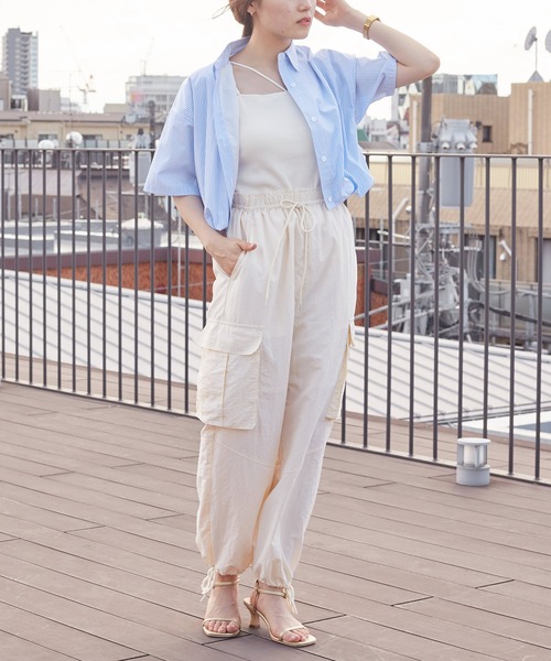 w closet（ダブルクローゼット）の「クロップド半袖シャツ（シャツ/ブラウス・レディース・オフホワイト/ストライプ/チェック・FREE）」の22枚目の写真