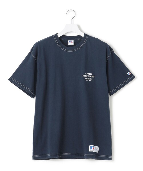 J.PRESS YORK STREET（ジェイプレスヨークストリート）の「【UNISEX】RUSSELL×YORK STREET ロゴTシャツ（Tシャツ/カットソー・メンズ・ブルー系/ライトグレー系/ホワイト系/ネイビー系/ふじ色系/ピンク系・LARGE/X-LARGE/MEDIUM）」の3枚目の写真