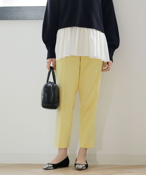 NANO universe（ナノユニバース）の「【WEB限定】【骨格ウェーブ】ストレッチテーパードパンツ（その他パンツ・レディース・ダークベージュ/ライトイエロー/ライトベージュ/ブラック/ネイビー/ピンク系その他/ブルーグリーン・マルチサイズ）」の9枚目の写真