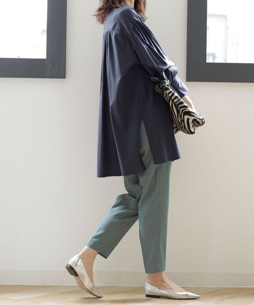 NANO universe（ナノユニバース）の「【WEB限定】【骨格ウェーブ】ストレッチテーパードパンツ（その他パンツ・レディース・ダークベージュ/ライトイエロー/ライトベージュ/ブラック/ネイビー/ピンク系その他/ブルーグリーン・マルチサイズ）」の6枚目の写真