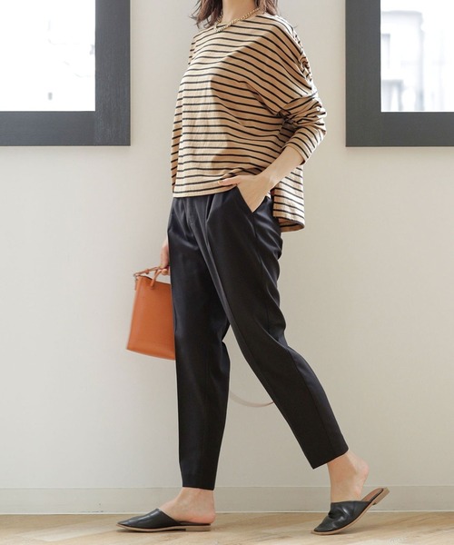 NANO universe（ナノユニバース）の「【WEB限定】【骨格ウェーブ】ストレッチテーパードパンツ（その他パンツ・レディース・ダークベージュ/ライトイエロー/ライトベージュ/ブラック/ネイビー/ピンク系その他/ブルーグリーン・マルチサイズ）」の2枚目の写真