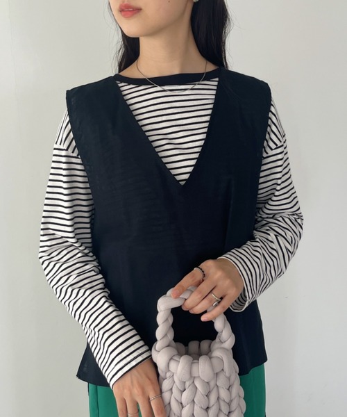 IENA　コットンリネンVネックベスト　ブラック 極美品✨イエナ 22SS 洗える コットンリネンVネックベスト 黒