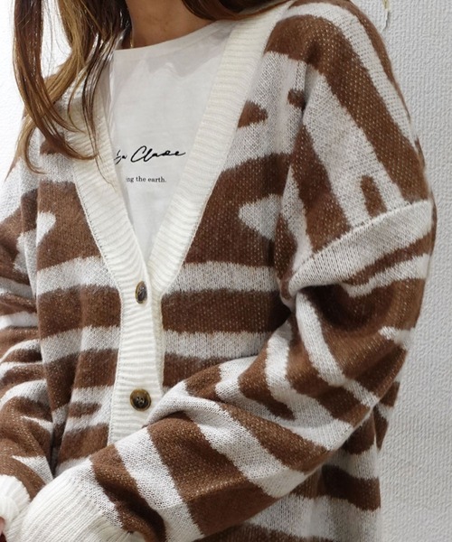 CORNERS（コーナーズ）の「ゼブラカーディガン（カーディガン/ボレロ・レディース・ブラック/ブラウン/モカ・M）」の15枚目の写真