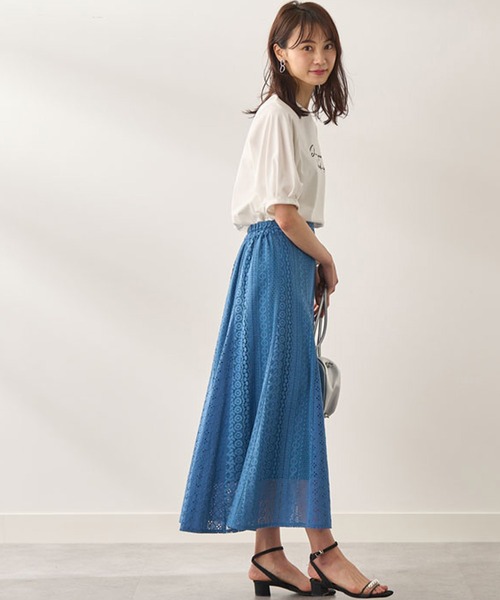 BELLUNA PLUS(ベルーナ)の「レース切替デザインフレアースカート(スカート・レディース・アイボリー/ブラック/ブルー・MEDIUM/LARGE/X-LARGE)」の10枚目の写真