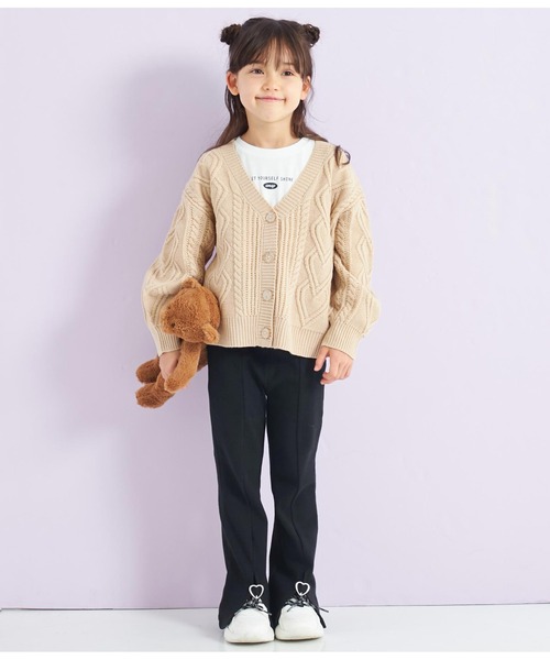 ANAP kids（アナップキッズ）の「ハートケーブルカーディガン+ロンTセット（カーディガン/ボレロ・キッズ・ベージュ/ラベンダー/ピンク・120cm/130cm/110cm）」の7枚目の写真