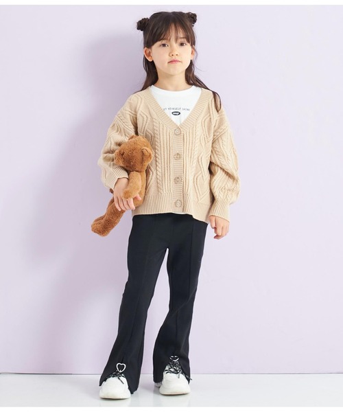 ANAP kids（アナップキッズ）の「ハートケーブルカーディガン+ロンTセット（カーディガン/ボレロ・キッズ・ベージュ/ラベンダー/ピンク・120cm/130cm/110cm）」の8枚目の写真