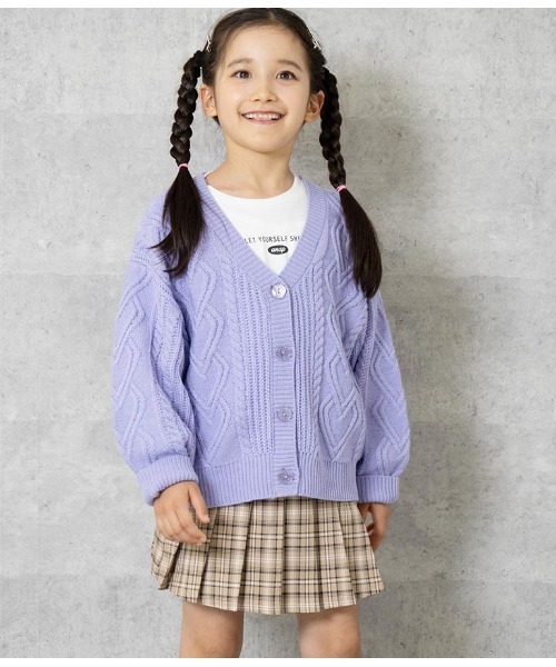 ANAP kids（アナップキッズ）の「ハートケーブルカーディガン+ロンTセット（カーディガン/ボレロ・キッズ・ベージュ/ラベンダー/ピンク・120cm/130cm/110cm）」の9枚目の写真