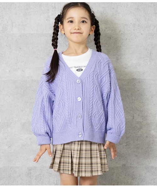 ANAP kids（アナップキッズ）の「ハートケーブルカーディガン+ロンTセット（カーディガン/ボレロ・キッズ・ベージュ/ラベンダー/ピンク・120cm/130cm/110cm）」の10枚目の写真