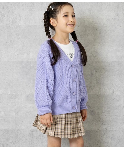 ANAP kids（アナップキッズ）の「ハートケーブルカーディガン+ロンTセット（カーディガン/ボレロ・キッズ・ベージュ/ラベンダー/ピンク・120cm/130cm/110cm）」の11枚目の写真