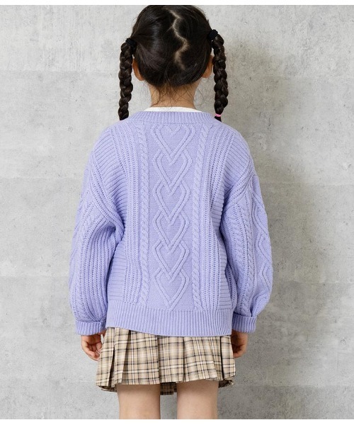 ANAP kids（アナップキッズ）の「ハートケーブルカーディガン+ロンTセット（カーディガン/ボレロ・キッズ・ベージュ/ラベンダー/ピンク・120cm/130cm/110cm）」の12枚目の写真