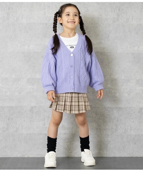 ANAP kids（アナップキッズ）の「ハートケーブルカーディガン+ロンTセット（カーディガン/ボレロ・キッズ・ベージュ/ラベンダー/ピンク・120cm/130cm/110cm）」の13枚目の写真