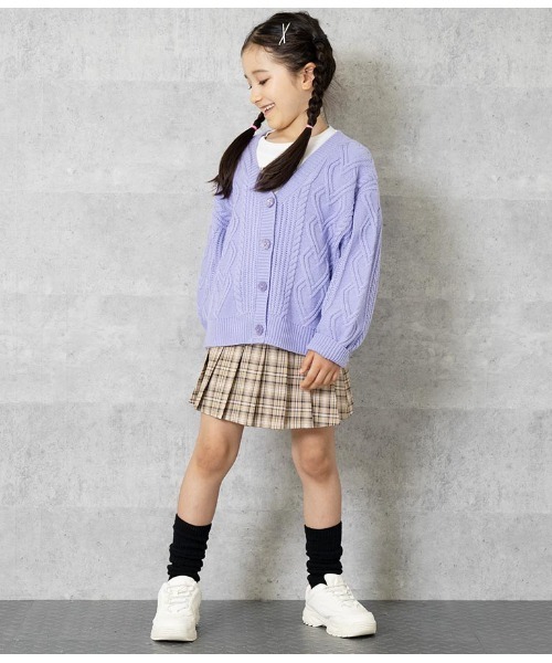 ANAP kids（アナップキッズ）の「ハートケーブルカーディガン+ロンTセット（カーディガン/ボレロ・キッズ・ベージュ/ラベンダー/ピンク・120cm/130cm/110cm）」の15枚目の写真