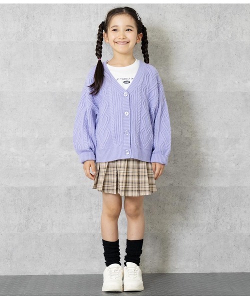 ANAP kids（アナップキッズ）の「ハートケーブルカーディガン+ロンTセット（カーディガン/ボレロ・キッズ・ベージュ/ラベンダー/ピンク・120cm/130cm/110cm）」の14枚目の写真