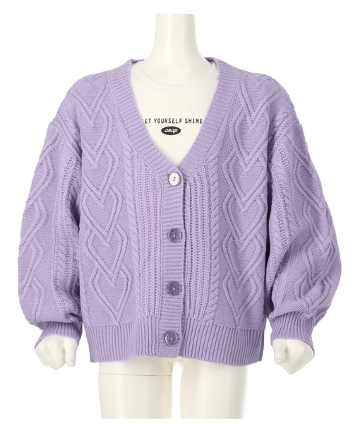 ANAP kids（アナップキッズ）の「ハートケーブルカーディガン+ロンTセット（カーディガン/ボレロ・キッズ・ベージュ/ラベンダー/ピンク・120cm/130cm/110cm）」の17枚目の写真