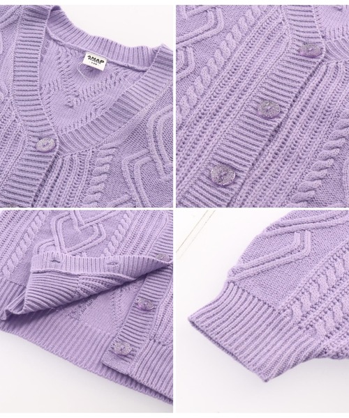 ANAP kids（アナップキッズ）の「ハートケーブルカーディガン+ロンTセット（カーディガン/ボレロ・キッズ・ベージュ/ラベンダー/ピンク・120cm/130cm/110cm）」の20枚目の写真