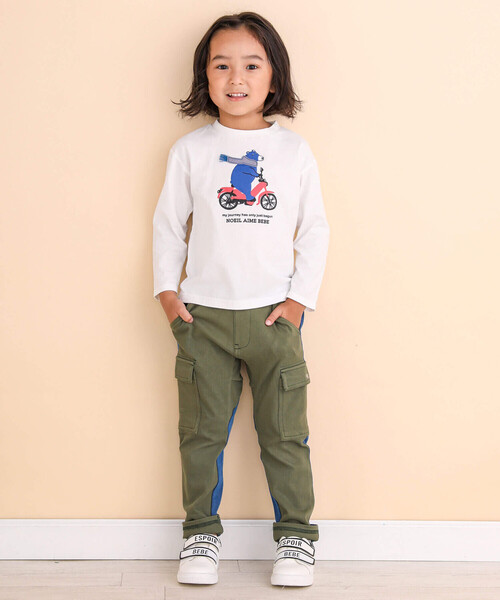 Noeil aime BeBe（ノイユエイムベベ）の「ニットツイル配色カーゴパンツ(80~130cm)（カーゴパンツ・キッズ・ベージュ/グリーン・110cm/120cm/100cm/90cm/130cm）」の10枚目の写真