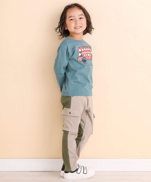 Noeil aime BeBe（ノイユエイムベベ）の「ニットツイル配色カーゴパンツ(80~130cm)（カーゴパンツ・キッズ・ベージュ/グリーン・110cm/120cm/100cm/90cm/130cm）」の11枚目の写真