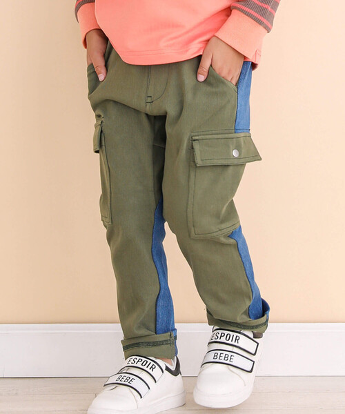 Noeil aime BeBe（ノイユエイムベベ）の「ニットツイル配色カーゴパンツ(80~130cm)（カーゴパンツ・キッズ・ベージュ/グリーン・110cm/120cm/100cm/90cm/130cm）」の13枚目の写真
