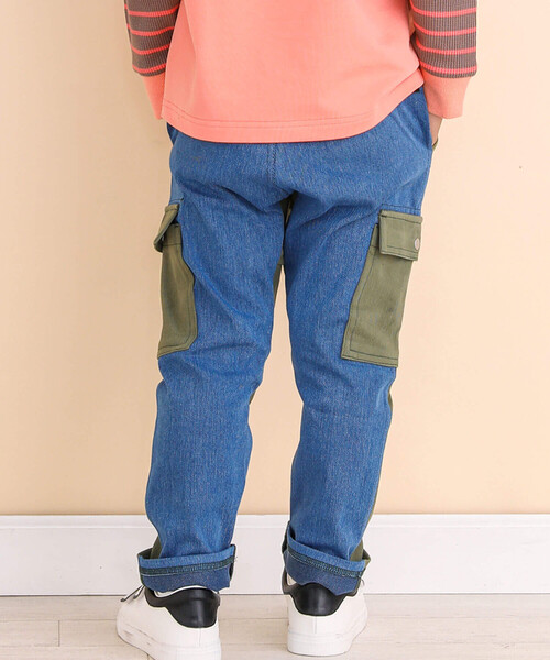 Noeil aime BeBe（ノイユエイムベベ）の「ニットツイル配色カーゴパンツ(80~130cm)（カーゴパンツ・キッズ・ベージュ/グリーン・110cm/120cm/100cm/90cm/130cm）」の14枚目の写真