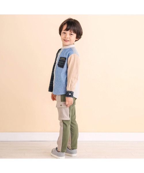 Noeil aime BeBe（ノイユエイムベベ）の「ニットツイル配色カーゴパンツ(80~130cm)（カーゴパンツ・キッズ・ベージュ/グリーン・110cm/120cm/100cm/90cm/130cm）」の12枚目の写真