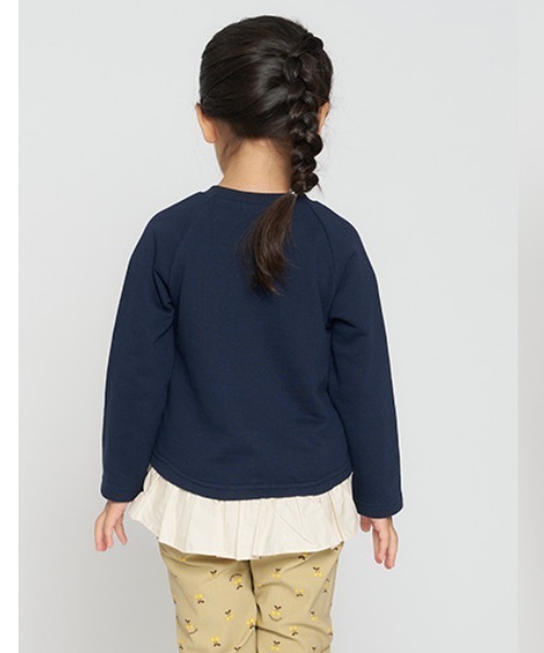 Moujonjon（ムージョンジョン）の「裏毛裾フリル付きトレーナー（スウェット・キッズ・ネイビー/グレー・80/140/120/130/110/100/90）」の9枚目の写真