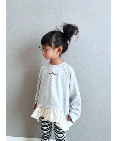 Moujonjon（ムージョンジョン）の「裏毛裾フリル付きトレーナー（スウェット・キッズ・ネイビー/グレー・80/140/120/130/110/100/90）」の14枚目の写真