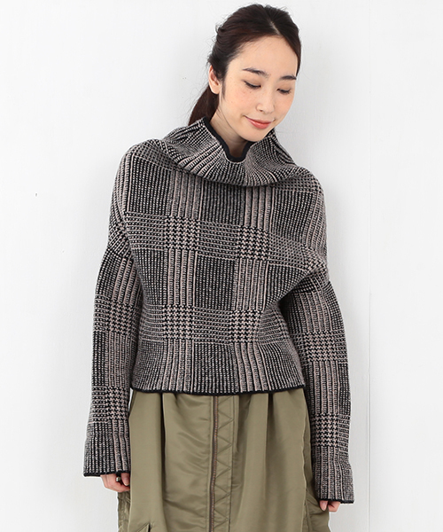 Ray BEAMS（レイビームス）の「RBS / ジャカード ドロップショルダー ニット（ニット/セーター・レディース・ブラック/ベージュ・ONE SIZE）」の3枚目の写真