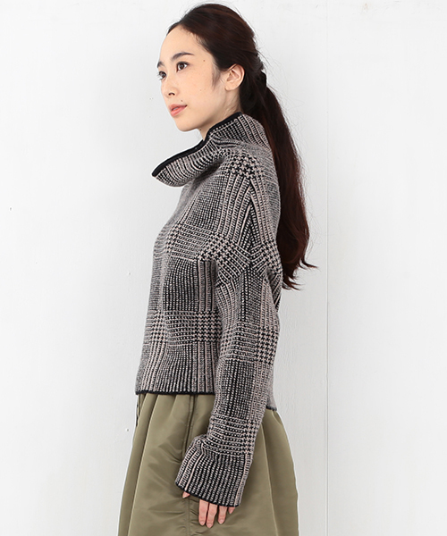 Ray BEAMS（レイビームス）の「RBS / ジャカード ドロップショルダー ニット（ニット/セーター・レディース・ブラック/ベージュ・ONE SIZE）」の4枚目の写真