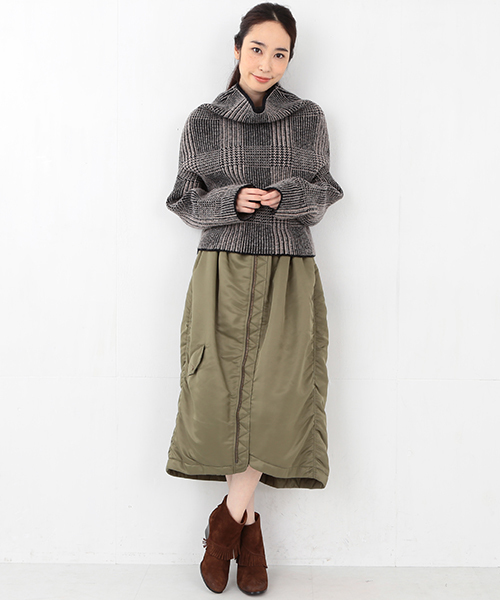 Ray BEAMS（レイビームス）の「RBS / ジャカード ドロップショルダー ニット（ニット/セーター・レディース・ブラック/ベージュ・ONE SIZE）」の6枚目の写真