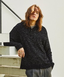 ミックス杢ニットルーズポロシャツ EMMA CLOTHES