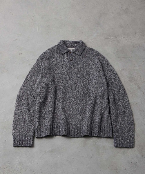 EMMA CLOTHES（エマクローズ）の「ミックス杢ニットルーズポロシャツ EMMA CLOTHES（ニット/セーター・メンズ・グレー/オレンジ/ブラック/アイボリー/ブラウン・M/L）」の16枚目の写真