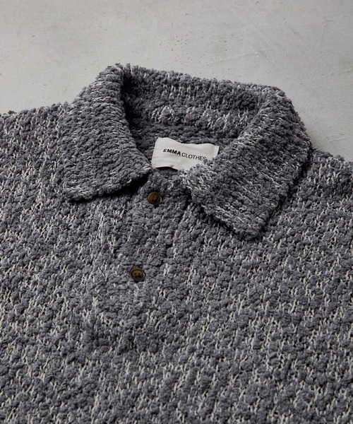 EMMA CLOTHES（エマクローズ）の「ミックス杢ニットルーズポロシャツ EMMA CLOTHES（ニット/セーター・メンズ・グレー/オレンジ/ブラック/アイボリー/ブラウン・M/L）」の19枚目の写真