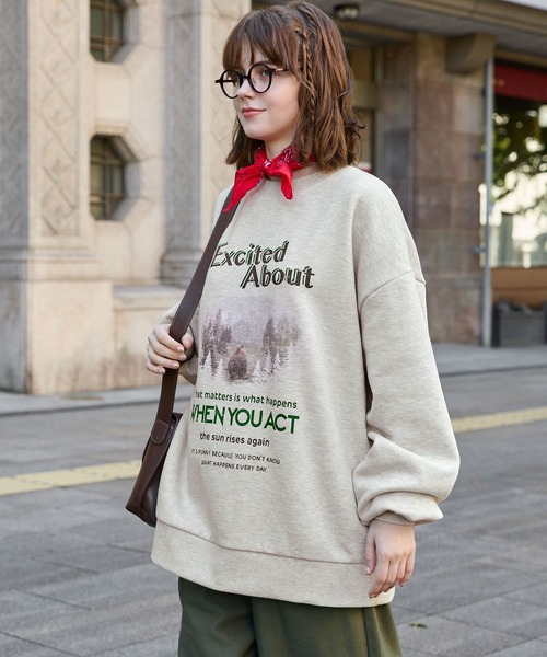 MONO-MART LADY'S（モノマートレディース）の「フォレストグラフィックスーベニアプリントスウェットプルオーバー（スウェット・レディース・ブラック系1/ワイン/オートミール/ネイビー/ブラウン/スミクロ/ベージュ系1・FREE）」の16枚目の写真