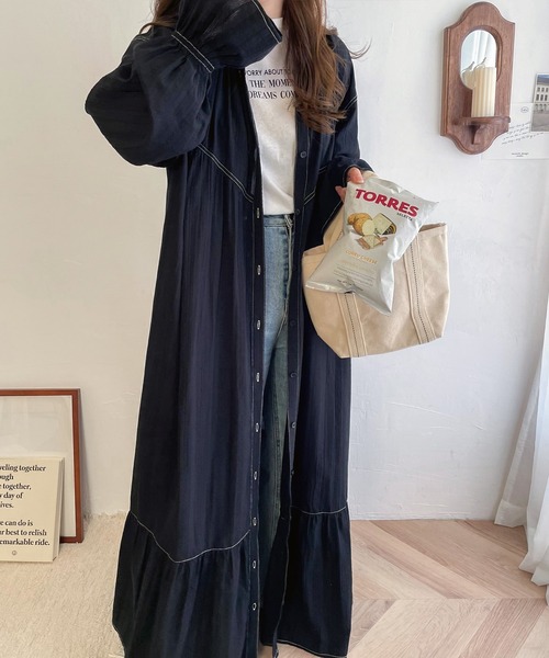 classicalelf(クラシカルエルフ)の「大人のラフスタイル。綿100%前後2wayストライプドビーワンピース(ワンピース・レディース・ブラック/ベージュ/モカ・SMALL/MEDIUM/LARGE/X-LARGE)」の11枚目の写真