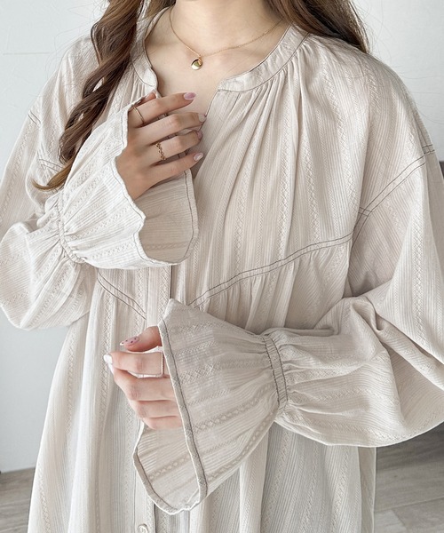 classicalelf(クラシカルエルフ)の「大人のラフスタイル。綿100%前後2wayストライプドビーワンピース(ワンピース・レディース・ブラック/ベージュ/モカ・SMALL/MEDIUM/LARGE/X-LARGE)」の6枚目の写真