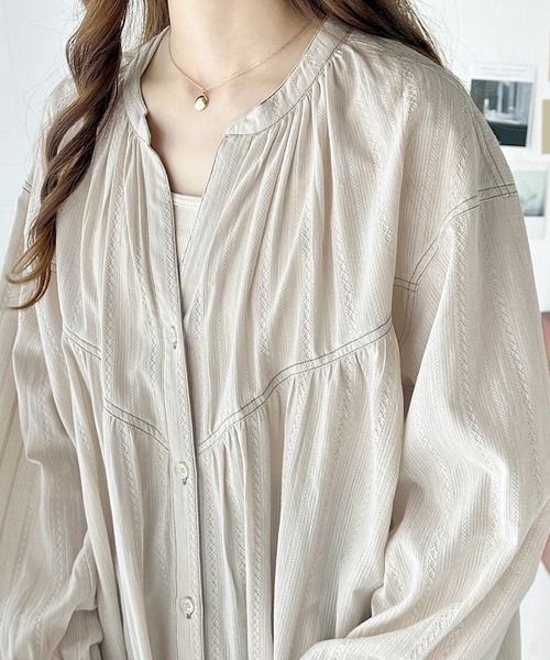 classicalelf(クラシカルエルフ)の「大人のラフスタイル。綿100%前後2wayストライプドビーワンピース(ワンピース・レディース・ブラック/ベージュ/モカ・SMALL/MEDIUM/LARGE/X-LARGE)」の12枚目の写真