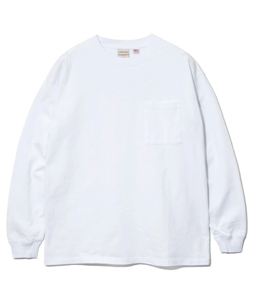 go slow caravan(ゴースローキャラバン)の「Good Wear/グッドウェア 袖リブ ポケット付き L/S BIG TEE(Tシャツ/カットソー・メンズ・ブラック/カーキ/ダークブラウン/ホワイト/サンドベージュ/ネイビー/オレンジ/イエロー・X-LARGE/MEDIUM/LARGE)」の2枚目の写真