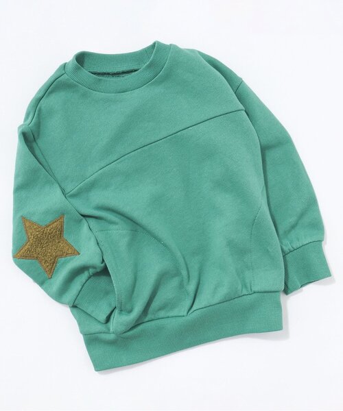 BREEZE(ブリーズ)の「【ユニセックス】スターパッチトレーナー(スウェット・キッズ・グリーン/ピンク/レインボー/ブラック/アイボリー/ベージュ/イエロー/ブルー・80/90/100/110/120/130/140/150)」の4枚目の写真