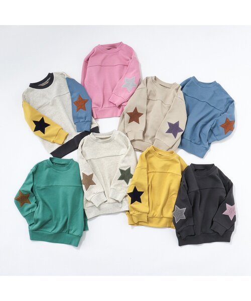 BREEZE(ブリーズ)の「【ユニセックス】スターパッチトレーナー(スウェット・キッズ・グリーン/ピンク/レインボー/ブラック/アイボリー/ベージュ/イエロー/ブルー・80/90/100/110/120/130/140/150)」の15枚目の写真
