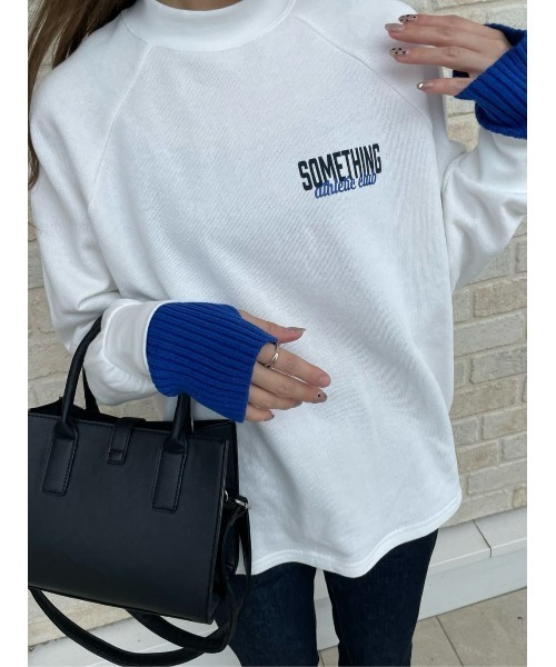 SOMETHING（サムシング）の「【SOMETHING】袖ニットレイヤードスウェット（スウェット・レディース・ホワイト・フリー）」の2枚目の写真