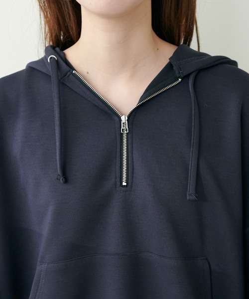 natural couture（ナチュラルクチュール）の「ハーフZIPパーカー（パーカー・レディース・ピンクベージュ/オフホワイト/チャコールグレー・FREE）」の20枚目の写真