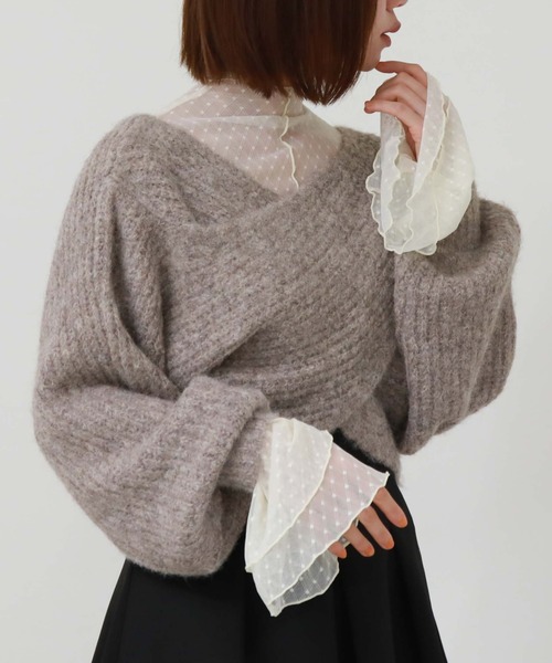 archives（アルシーヴ）の「起毛2WAYクロスリブニット（ニット/セーター・レディース・オレンジ/グレー/ブラウン/アイボリー/グリーン/ベージュ/ピンク/チャコールグレー・MEDIUM）」の6枚目の写真