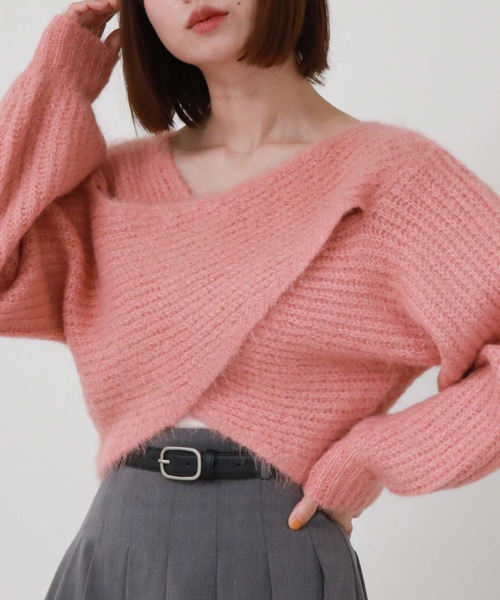 archives（アルシーヴ）の「起毛2WAYクロスリブニット（ニット/セーター・レディース・オレンジ/グレー/ブラウン/アイボリー/グリーン/ベージュ/ピンク/チャコールグレー・MEDIUM）」の8枚目の写真