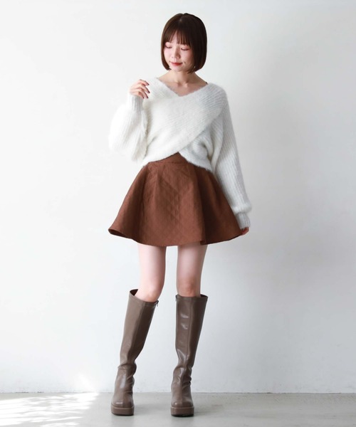 archives（アルシーヴ）の「起毛2WAYクロスリブニット（ニット/セーター・レディース・オレンジ/グレー/ブラウン/アイボリー/グリーン/ベージュ/ピンク/チャコールグレー・MEDIUM）」の13枚目の写真